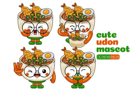 Cute Udon Mascot Vector Pack 03: Your Creative Design Toolkit