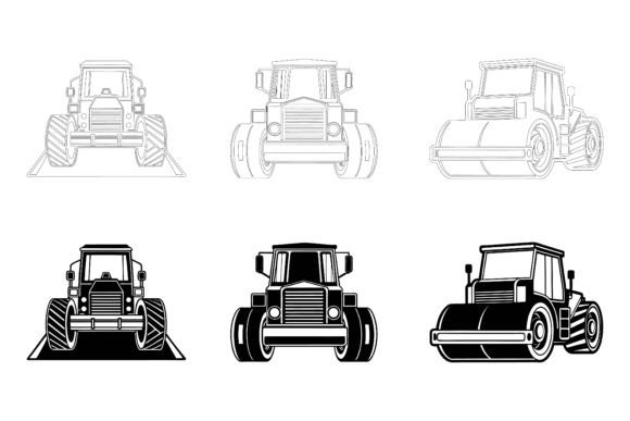 Farm Tractor Icons Set: A Specialized Vector Asset for Practical Use