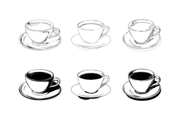 Set of Tea and Coffee Cups for Modern Design Projects