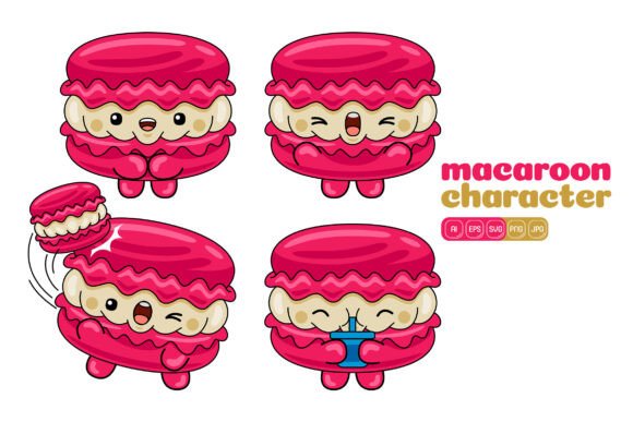 Transform Your Visual Projects with Cute Macaroon Mascot Vector Pack 02